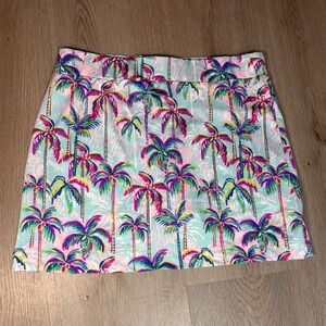 Stella Parker Pam Palm Skort Womens PL  Blue Tropical Tummy Control UPF 50 NWT